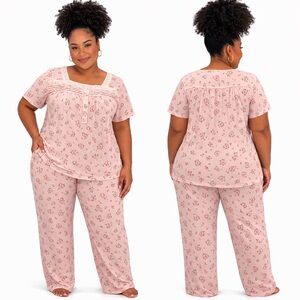 Catherine Malandrino NWT Floral Soft Lounge Sleepwear Pajama Set Women’s Size 2X